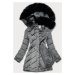 Šedá dámska prešívaná zimná bunda s kapucňou (W732)