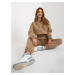 Women's dark beige tracksuit with short sweatshirt