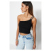 Trendyol Black Shiny Stone Detailed Knitted Blouse with One-Shoulder Strap, Fitted Crop