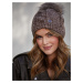 Winter hat with pompom, brown