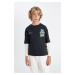 DEFACTO Boy's Crew Neck Printed Long Sleeve T-Shirt