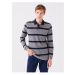 LC Waikiki Polo Neck Long Sleeve Striped Men's Sweatshirt