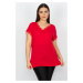 Şans Women's Plus Size Red Viscose Blouse with Lace Detail