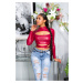 Sexi top Koucla Wetlook Crop Top s výrezom BORDEAUX Einheitsgroesse