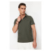 Trendyol Khaki Regular/Normal Cut Embroidered Textured Polo Neck T-Shirt