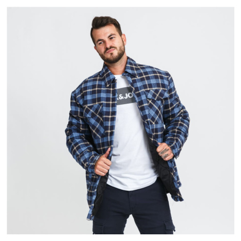 Urban Classics Plaid Quilted Shirt Jacket navy / modrá / béžová