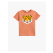 Koton Tiger Print T-Shirt with Short Sleeves, Crew Neck Cotton