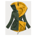 Khaki-žltá obojstranná pruhovaná bunda s kapucňou (W659) Žlutá