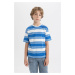 DEFACTO Boy's Oversize Fit Crew Neck Striped Short Sleeve T-Shirt