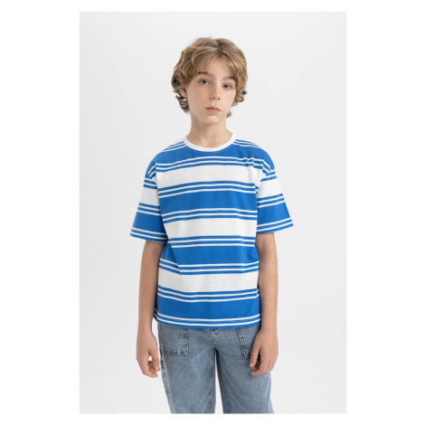 DEFACTO Boy's Oversize Fit Crew Neck Striped Short Sleeve T-Shirt