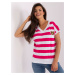 Lady's white-pink striped blouse with patch