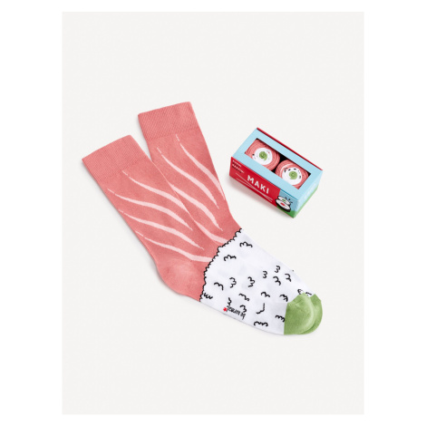 Bielo-ružové vzorované ponožky v darčekovom balení Celio