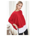 81734 Dewberry Knitwear Womens Poncho-RED