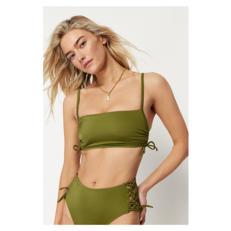 Trendyol Khaki Strapless Tunnel Bikini Top