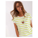Ecru light green striped blouse with application