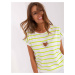 Ecru light green striped blouse with appliqué