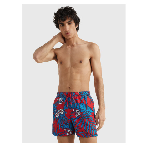 Blue and Red Mens Patterned Swimwear Tommy Hilfiger Drawstring Prin - Men