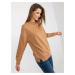 Camel basic hoodless sweatshirt with round neckline