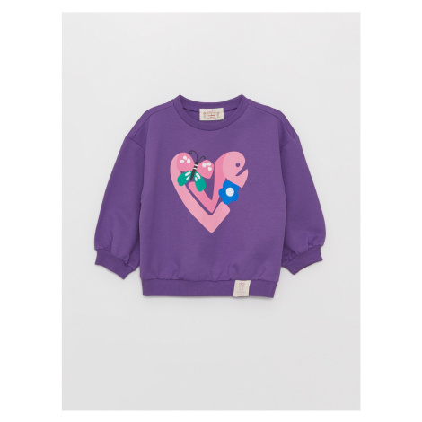 LC Waikiki Crew Neck Long Sleeve Printed Baby Girl Sweatshirt Purple