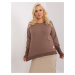 Brown plus size blouse with long sleeves