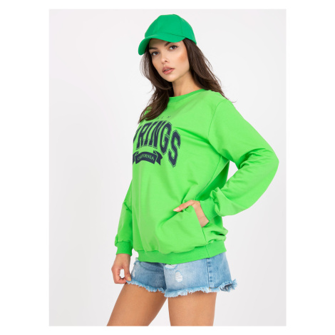 Cotton sweatshirt green and dark blue without hood