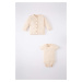 DEFACTO Baby Girl Cotton Cardigan Snap Body 2 Piece Set