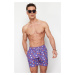 Trendyol Purple Standard Size Turtle Patterned Swim Shorts