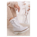 Biele kožené členkové šnurovacie topánky 1-26893