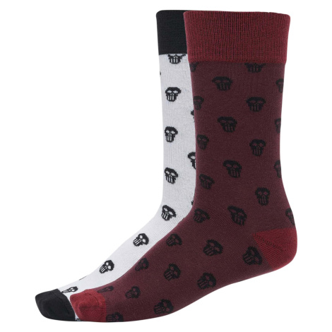 Skull Allover 2-Pack Burgundy/White Urban Classics