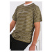 Madmext Men's Striped Khaki T-Shirt 5801