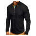 Čierna pánska elegantá košeľa s dlhými rukávmi BOLF 3708