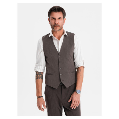 Ombre Men's elegant SLIM FIT herringbone vest - graphite