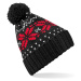 Beechfield Zimná čiapka s nórskym vzorom Fair Isle Snowstar - Čierna / červená / biela