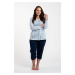 Women's pyjamas Talita long sleeves, 3/4 pants - print blue/navy blue
