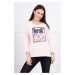 Blouse with cat graphics 3D powdered pinjk