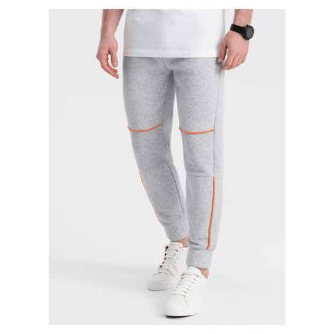 Ombre Men's sweatpants with contrast stitching - grey melange