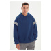 Trendyol Indigo Oversize/Wide Cut Hooded Reflective Detailed Polar Fleece Sweatshirt