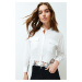 Trendyol Ecru Lace Detailed Crop Regular Normal Fit Woven Shirt