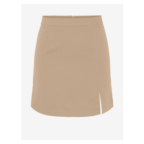 Beige Ladies Mini Skirt with Slit Pieces Thelma - Women