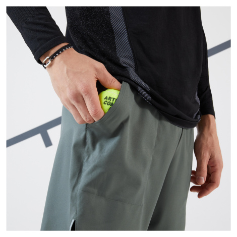 Pánske tenisové termo šortky s legínami 2 v 1 kaki-čierne ARTENGO