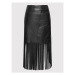 KARL LAGERFELD Sukňa z imitácie kože Fringes 220W1203 Čierna Regular Fit