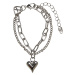 Heart Icon Layering Bracelet - Silver Color