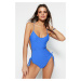 Trendyol Navy Blue Round Neck Low-Cut Back Regular Leg Swimsuit