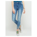 Jeans decorated with abrasions and pearls blue