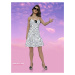 Koton Rachel Araz X - Mini bodkované šaty zahalené kvetinovým detailom