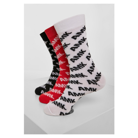AMK Allover Socks 3-Pack Black/Red/White