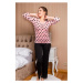 Dámske pyžamo 5026-YPJ ružové so srdiečkami - CoCoon