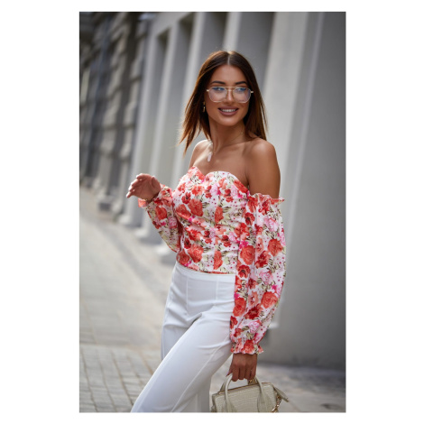 Spanish blouse with orange and cream flowers FASARDI