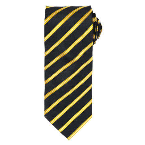 Premier Workwear Pásikavá kravata Sports Stripe - Čierna / zlatá