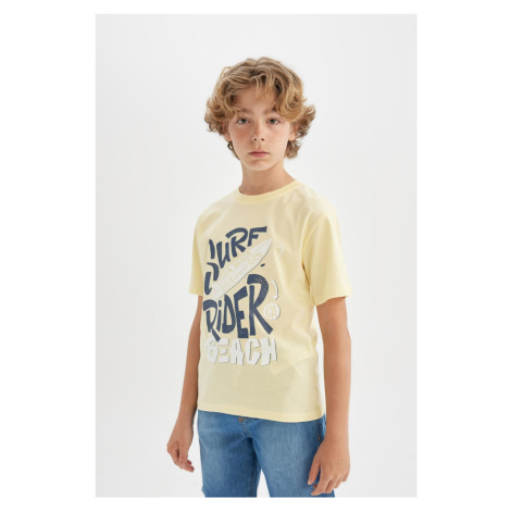 DEFACTO Boy's Crew Neck Printed Short Sleeve T-Shirt